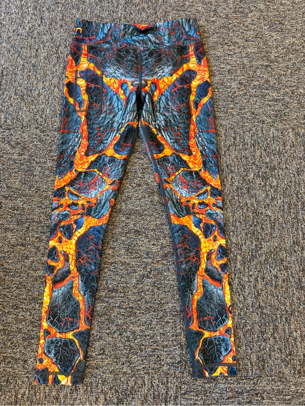 INKnBURN Fiery Flame Print Leggings - Red, Orange, Yellow Size 10